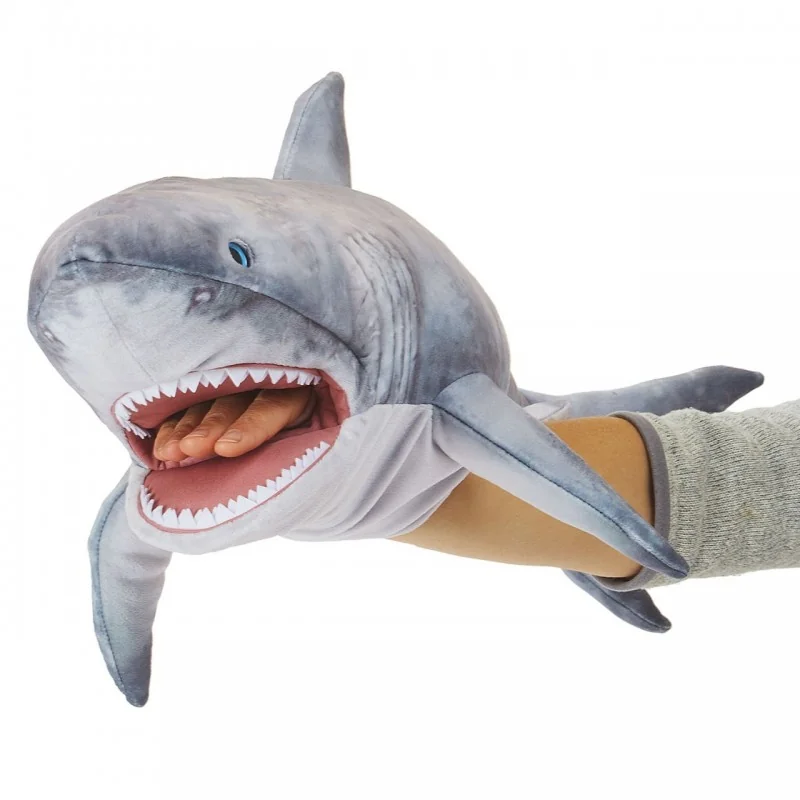 Marionnette à Main Living Puppets – Petit Requin En Tissu 19 Cm – Jeu D’imagination Et Thérapie