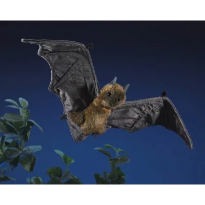 Marionnette à main Chauve-souris roussette signée Folkmanis, volant dans un ciel nocturne