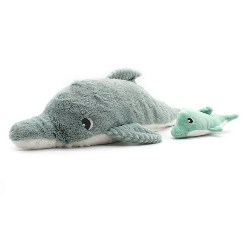 Peluche dauphin Tofou maman et son bébé menthe Ptipotos signée Les Deglingos