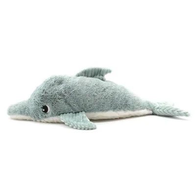 Peluche dauphin Tofou maman et son bébé menthe Ptipotos signée Les Deglingos, vue de profil