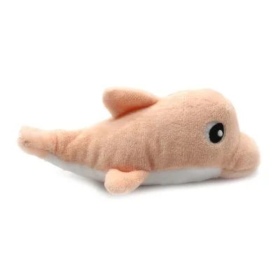 Peluche dauphin Tofou maman et son bébé rose signée Les Deglingos, gros plan sur le bébé