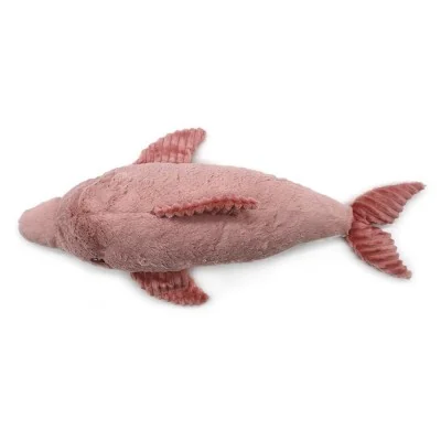 Peluche dauphin Tofou maman et son bébé rose signée Les Deglingos,vue de dessus