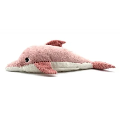 Peluche dauphin Tofou maman et son bébé rose signée Les Deglingos, vue de profil