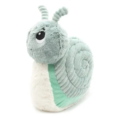Peluche escargot Speedou maman et son bébé vert menthe signée Les Deglingos, vue de demi-profil de la maman Peluche escargot Speedou maman et son bébé vert menthe signée Les Deglingos, vue de demi-profil de la maman