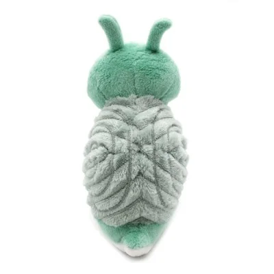 Peluche escargot Speedou maman et son bébé vert menthe signée Les Deglingos, vue de dos du bébé Peluche escargot Speedou maman et son bébé vert menthe signée Les Deglingos, vue de dos du bébé