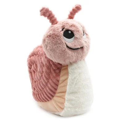 Peluche escargot Speedou maman et son bébé rose signée Les Deglingos, avec son bébé sur le dos, maman vue de demi-profil Peluche escargot Speedou maman et son bébé rose signée Les Deglingos, avec son bébé sur le dos, maman vue de demi-profil