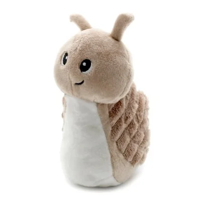 Peluche escargot Speedou maman et son bébé brun signée Les Deglingos, vue en gros plan du bébé Peluche escargot Speedou maman et son bébé brun signée Les Deglingos, vue en gros plan du bébé