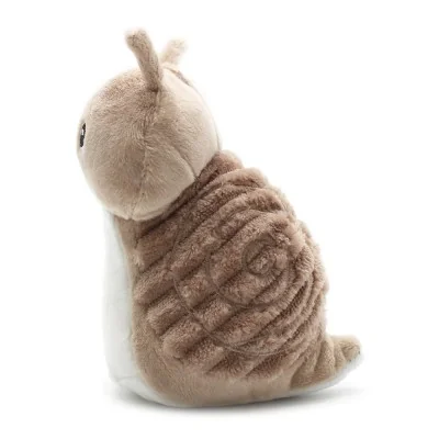 Peluche escargot Speedou maman et son bébé brun signée Les Deglingos, vue de profil du bébé Peluche escargot Speedou maman et son bébé brun signée Les Deglingos, vue de profil du bébé