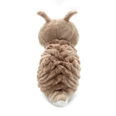 Peluche escargot Speedou maman et son bébé brun signée Les Deglingos, vue de dos du bébé Peluche escargot Speedou maman et son bébé brun signée Les Deglingos, vue de dos du bébé