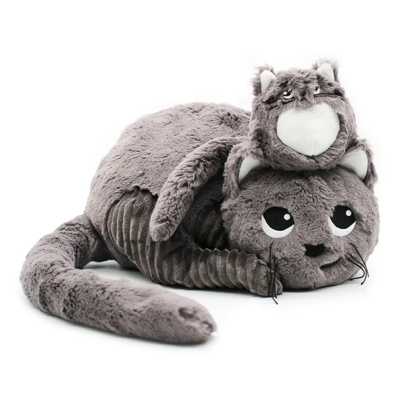 Peluche chat Miaou maman et son bébé gris signée Les Deglingos Peluche chat Miaou maman et son bébé gris signée Les Deglingos