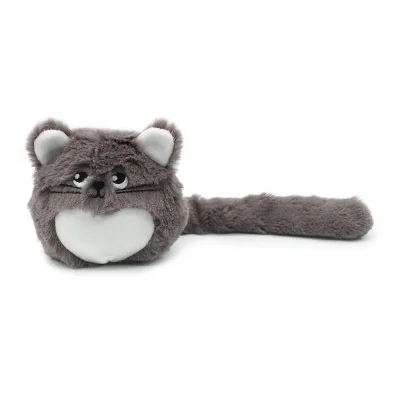 Peluche chat Miaou maman et son bébé gris signée Les Deglingos, gros plan sur le bébé Peluche chat Miaou maman et son bébé gris signée Les Deglingos, gros plan sur le bébé