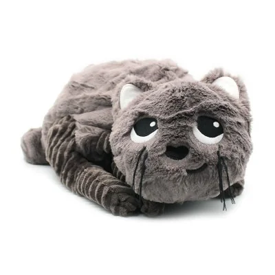 Peluche chat Miaou maman et son bébé gris signée Les Deglingos, gros plan sur la maman Peluche chat Miaou maman et son bébé gris signée Les Deglingos, gros plan sur la maman