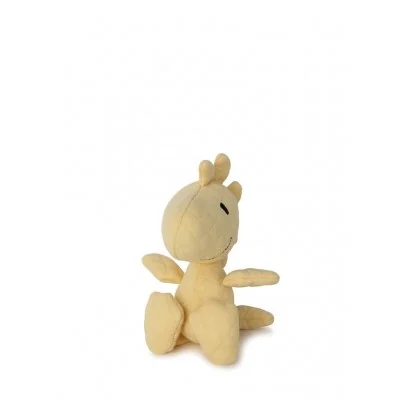 Peluche Woodstock en jersey matelassé jaune - 15 cm, le fidèle ami de Snoopy, vue de demi-profil Peluche Woodstock en jersey matelassé jaune - 15 cm, le fidèle ami de Snoopy, vue de demi-profil