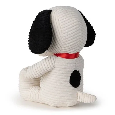peluche Snoopy assis en velours côtelé crème dans boîte cadeau - 27 cm, vue de profil peluche Snoopy assis en velours côtelé crème dans boîte cadeau - 27 cm, vue de profil