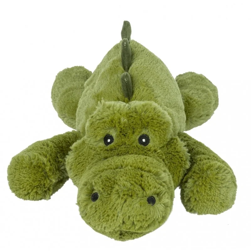 Bouillotte peluche crocodile signée l'artisan du bien-être, vue de de face Bouillotte peluche crocodile signée l'artisan du bien-être, vue de de face