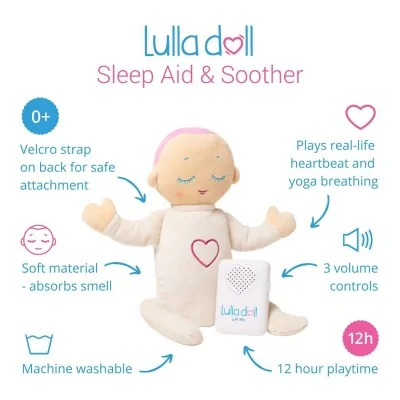 Fonctionnalités de la Poupée d'endormissement Lulla doll - lilas Fonctionnalités de la Poupée d'endormissement Lulla doll - lilas