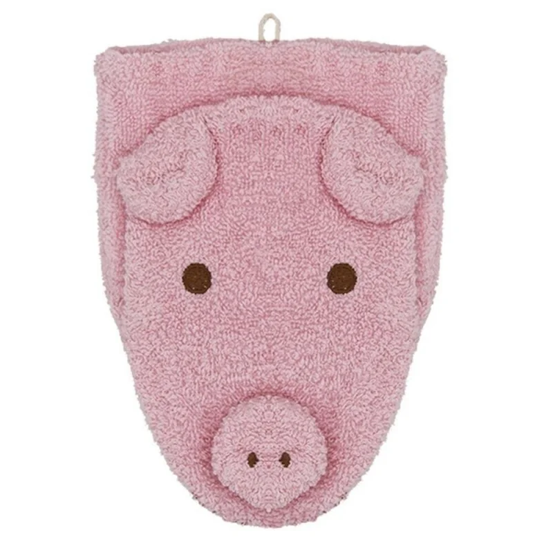 Gant de toilette marionnette cochon en coton bio signé Fürnis Gant de toilette marionnette cochon en coton bio signé Fürnis