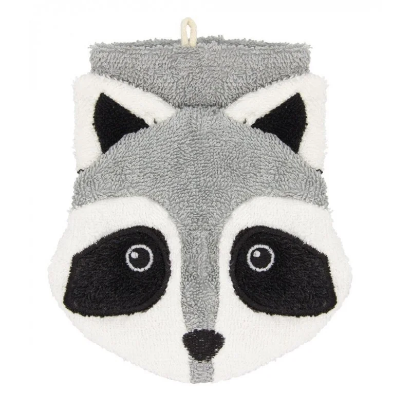 Gant de toilette marionnette raton laveur en coton bio signée Fürnis