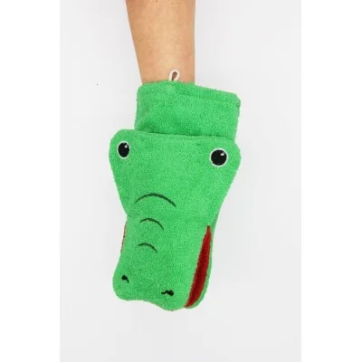 Gant de toilette marionnette crocodile en coton bio signé Fürnis Gant de toilette marionnette crocodile en coton bio signé Fürnis