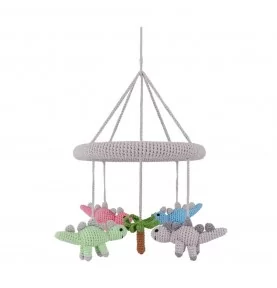 Mobile bébé en Crochet "LE MONDE DES DINOSAURES" signé Sindibaba