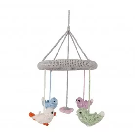 Mobile bébé en Crochet "MARIAGE DES OISEAUX" signé Sindibaba