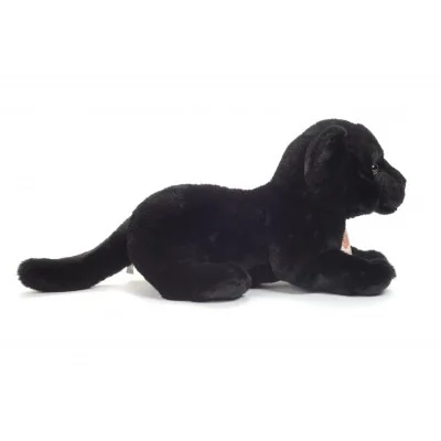 Peluche bébé panthère allongé - 30 cm de la collection Hermann Teddy, vue de profil