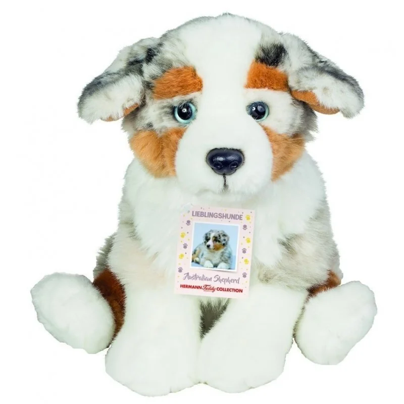 Peluche chiot berger australien assis - 22 cm signée Teddy Hermann