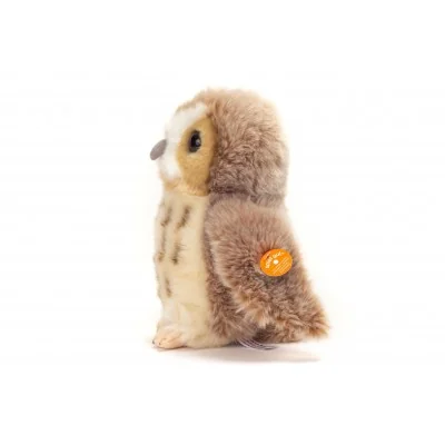 Peluche chouette beige - 20 cm signée Teddy Hermann, vue de profil