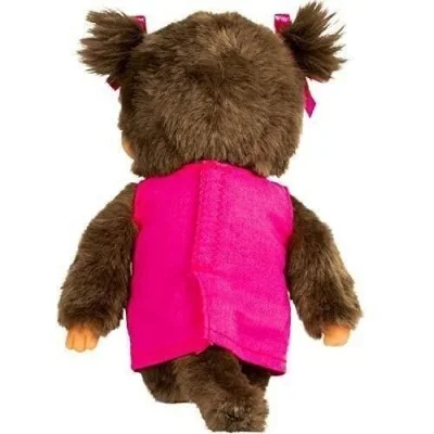 Peluche Kiki Monchhichi Maman et bébé rose - 20 cm signée Bandai, vue de dos Peluche Kiki Monchhichi Maman et bébé rose - 20 cm signée Bandai, vue de dos