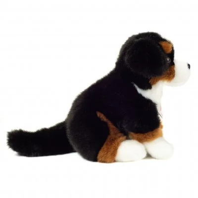 Peluche bouvier bernois assis - 21 cm signée Teddy Hermann, vue de profil