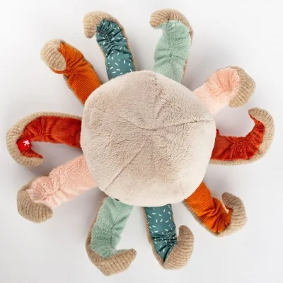Doudou pieuvre Patchwork Sweety signé Sigikid, vue de dessous