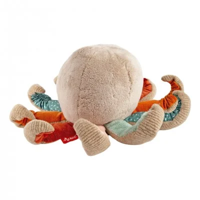 Doudou pieuvre Patchwork Sweety signé Sigikid, vue de dos