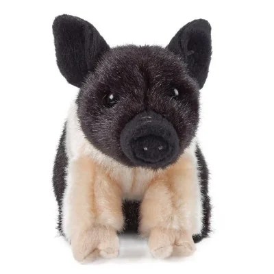 Peluche porcelet noir et rose signée Living Nature