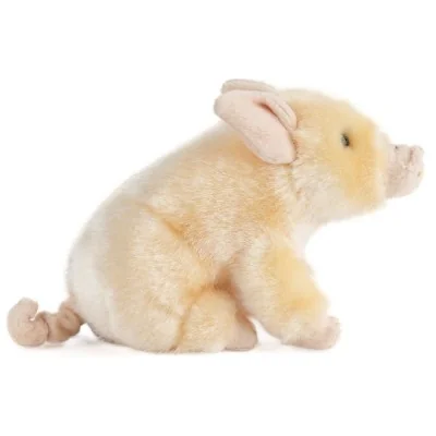 Peluche porcelet rose signée Living Nature, vue de profil