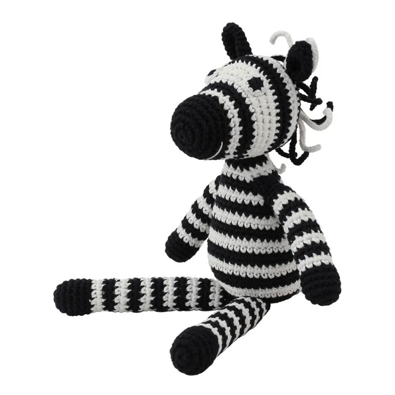 Doudou zèbre au crochet avec grelot signé Sindibaba Doudou zèbre au crochet avec grelot signé Sindibaba