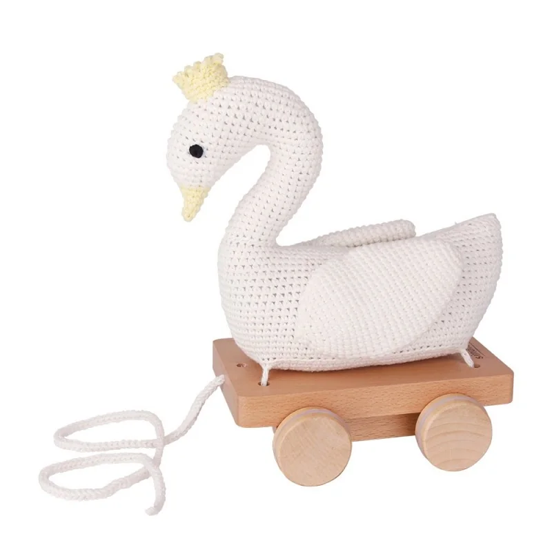 Peluche à tirer cygne signée Sindibaba Peluche à tirer cygne signée Sindibaba