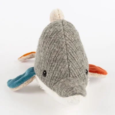 Doudou dauphin Patchwork Sweety signé Sigikid, vue de face Doudou dauphin Patchwork Sweety signé Sigikid, vue de face