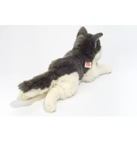 Peluche chien Husky couché - 60 cm signée Teddy Hermann, vue de dos Peluche chien Husky couché - 60 cm signée Teddy Hermann, vue de dos