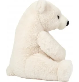 Peluche ours polaire assis 35 cm signée Teddy Hermann, vue de profil Peluche ours polaire assis 35 cm signée Teddy Hermann, vue de profil