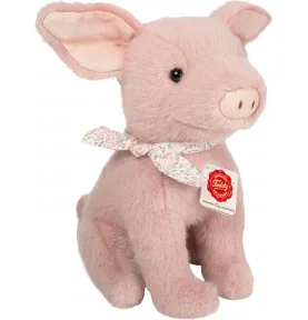 Peluche cochon Audrey - 23 cm signée Teddy Hermann, vue de demi profil Peluche cochon Audrey - 23 cm signée Teddy Hermann, vue de demi profil