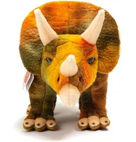 Peluche dinosaure tricératops - 42 cm signée Teddy Hermann, vue de face Peluche dinosaure tricératops - 42 cm signée Teddy Hermann, vue de face