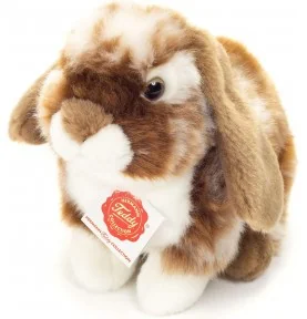 Peluche lapin assis tacheté marron foncé et blanc - 20 cm signée Teddy Hermann, vue de dessus Peluche lapin assis tacheté marron foncé et blanc - 20 cm signée Teddy Hermann, vue de dessus