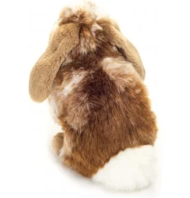 Peluche lapin assis tacheté marron foncé et blanc - 20 cm signée Teddy Hermann, vue de dos Peluche lapin assis tacheté marron foncé et blanc - 20 cm signée Teddy Hermann, vue de dos