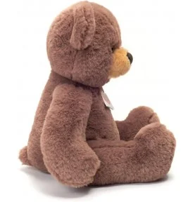 Ours en peluche chocolat signé Teddy Hermann, vue de profil