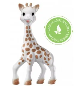 Le hochet Sophie la girafe est en caoutchouc 100% naturel Le hochet Sophie la girafe est en caoutchouc 100% naturel