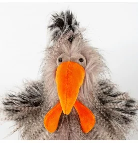peluche coq "Roost Boost" signée Sigikid, gros plan sur la tête