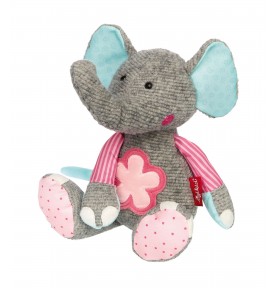 Doudou éléphant rose Patchwork Sweety signé Sigikid