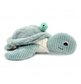 Peluche tortue géante maman bébé menthe signée Les Deglingos