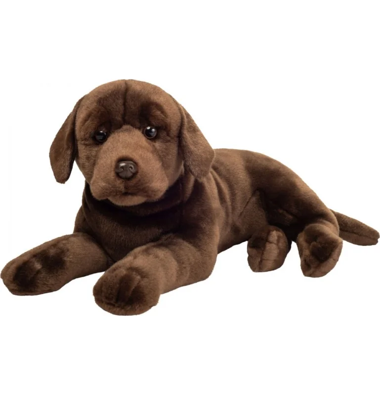 Peluche labrador couché brun chocolat - 50 cm signée Teddy Hermann