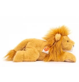 Peluche lion couché - 33 cm signée Teddy Hermann, vue de profil Peluche lion couché - 33 cm signée Teddy Hermann, vue de profil